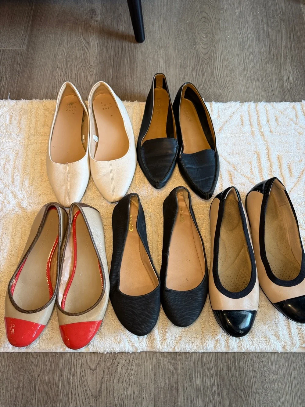 J. Crew Women's Mixed Flats Set in Black, White, Red, Beige